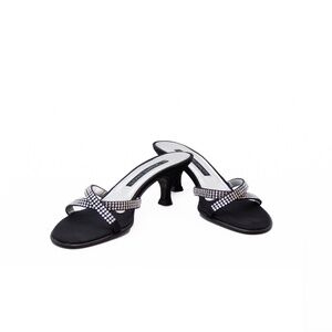 Giuseppe Zanotti Black Satin Rhinestone Slide‎ Sandals – Size US 8
